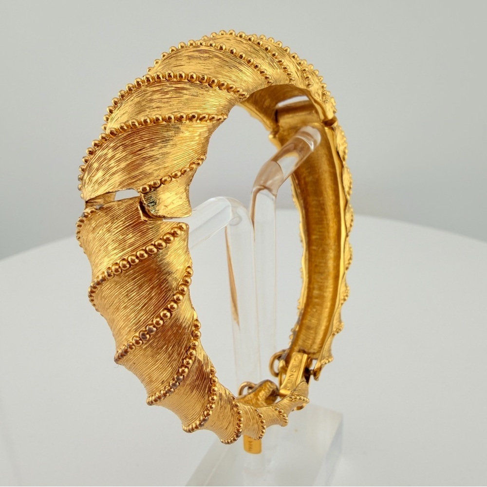 Vintage Monet textured gold bangle bracelet 1960-1970s